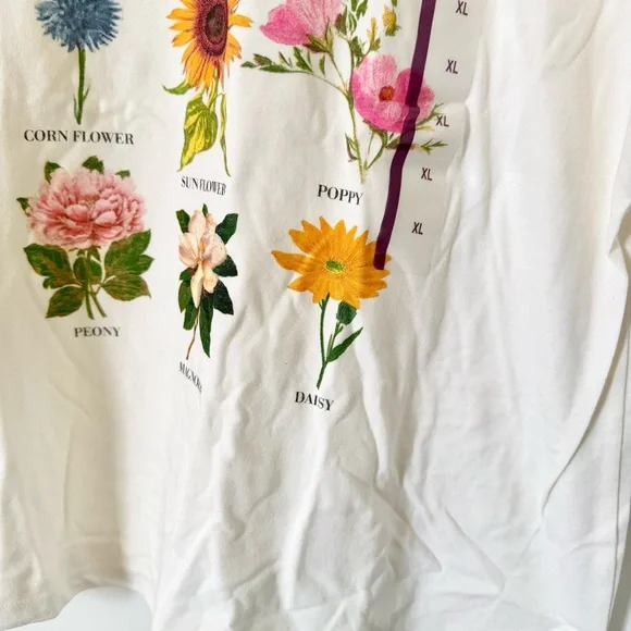 NWT Fifth Sun Floral Graphic Tee Cream Short Sleeve T-Shirt XL - Picture 5 of 8